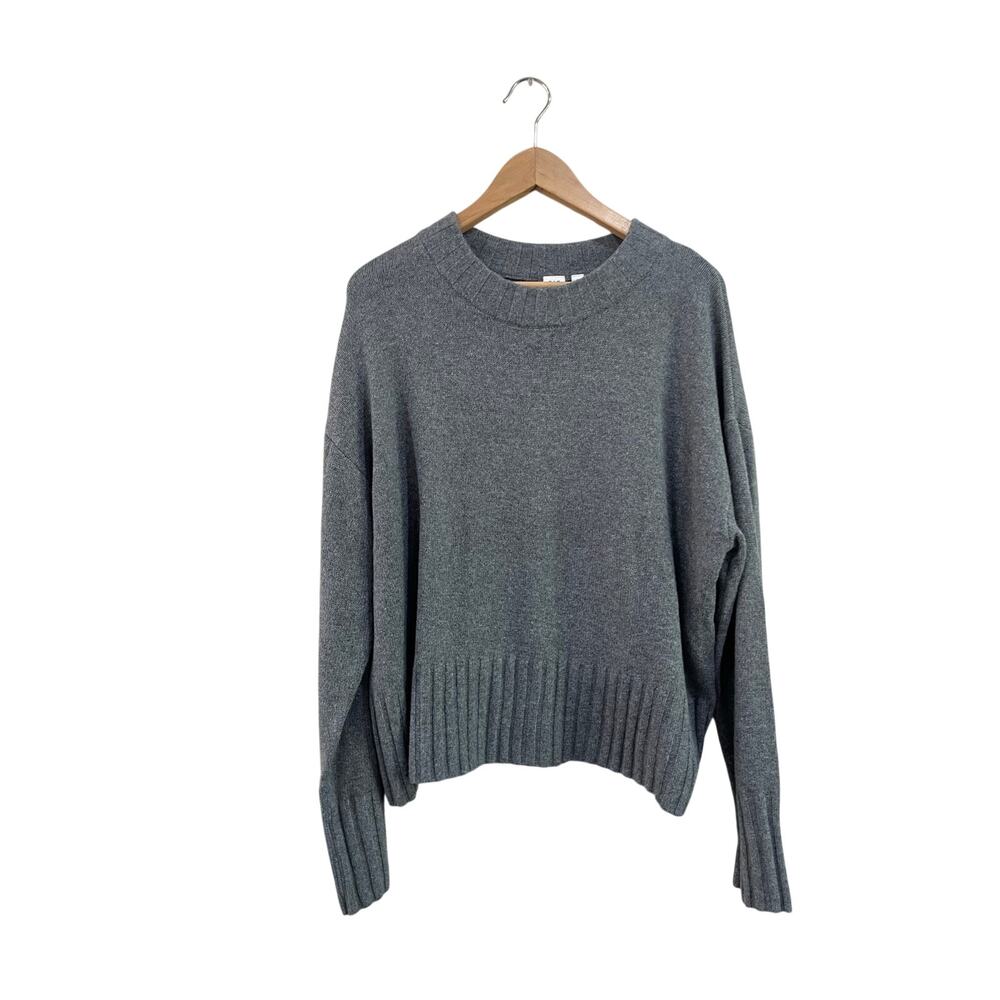 GAP Gray Cotton Blend Crew Neck Relaxed Minimalist Knit Sweater XL